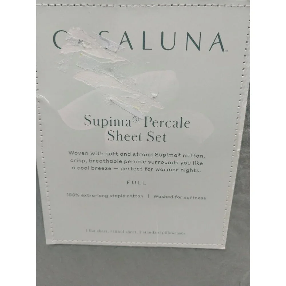 Casaluna Supima Percale Sheet Set Full Size Color Sage Green